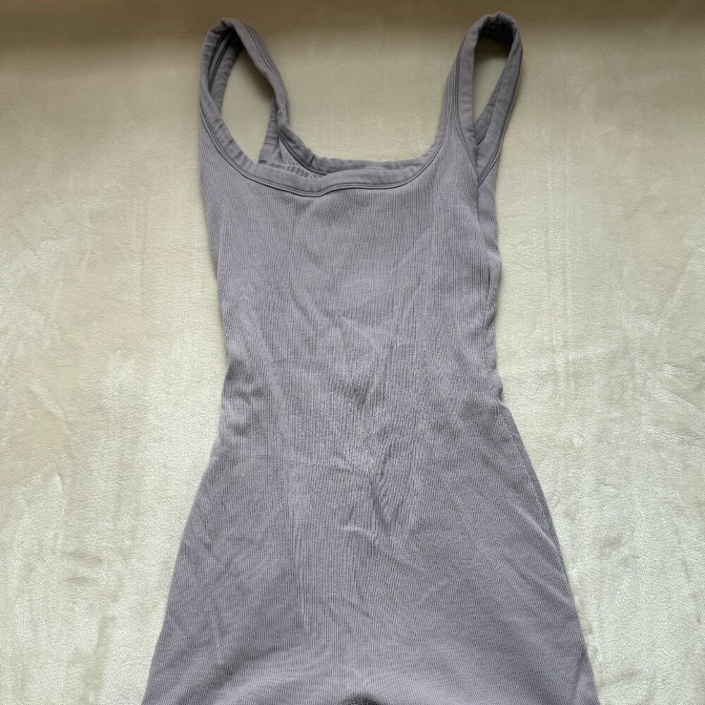 SKIMS Sleeveless Scoop-Neck Ribbed Romper in Taupe - Picture 4 of 6
